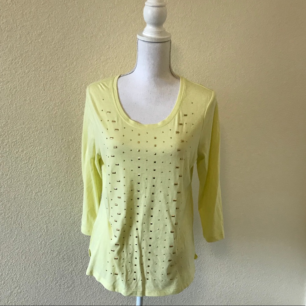 NWOT Chico’s Highlighter Yellow T-shirt